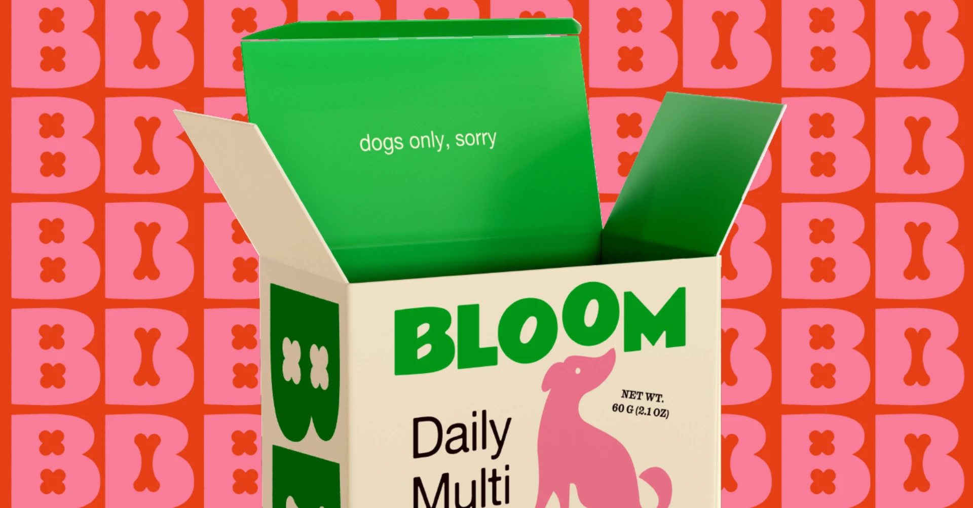 Bloom & Bone Daily Multi box opening with dogs only, sorry message